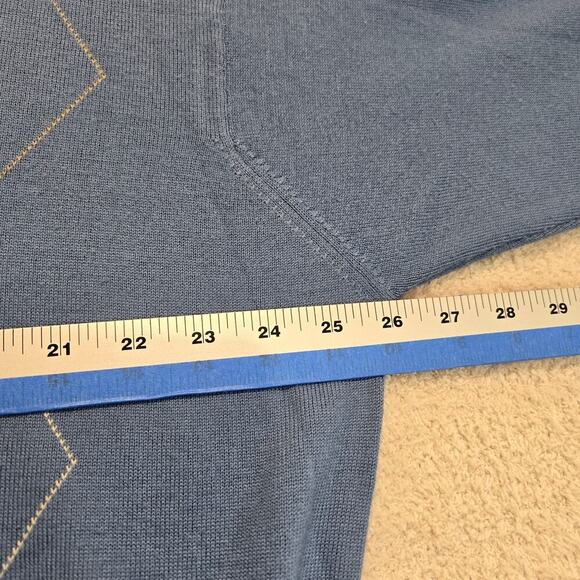 Sette Ponti Blue Argyle Sweater Made in Italy Merino Wool blend V-neck Men's XXL - Picture 5 of 10